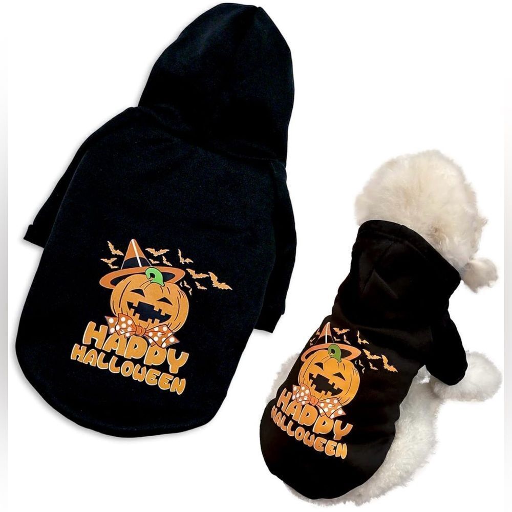 Dogs Cats Halloween Pumpkin Hoodie Sweater Size L NWT